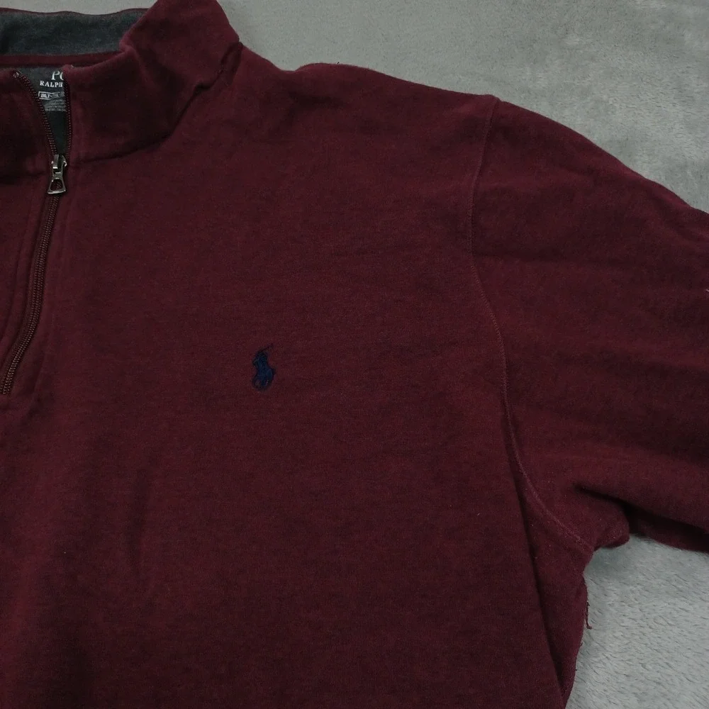 Polo‎ Ralph Lauren Sweater Mens 2XLT Red 1/4 Zip Pullover Preppy
